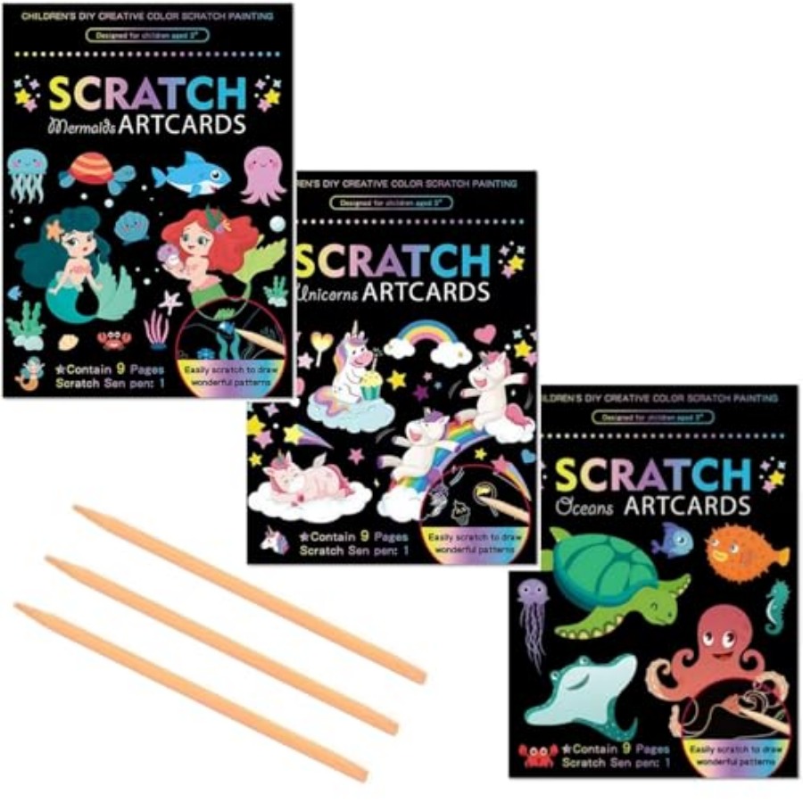 Book Party Games - 3 Set Magic Scratch Paper Art,