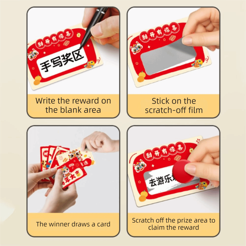 Zodiac Party Games - 20pcs Zodiac Horse Scratch-off Cards Cartoon