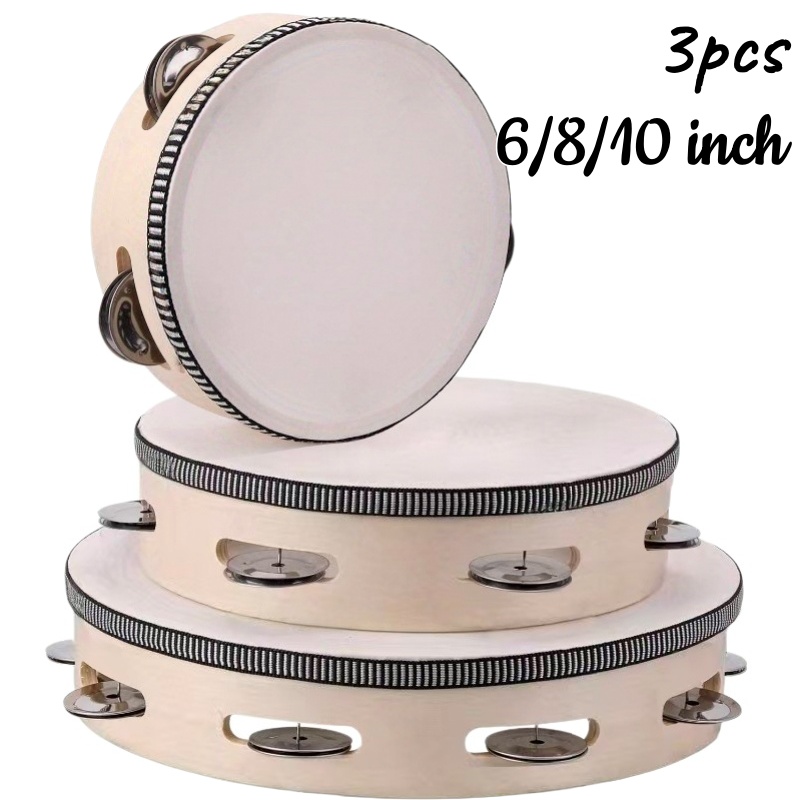 Party Games Engagement - 1/3pcs Wooden Tambourine 6/8/10inch Handheld Drum