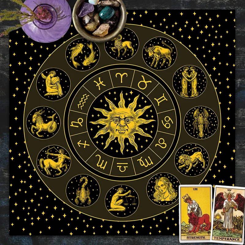 Tarot Cloth Gold Sun Zodiac Ve - огляд і ціна Zodiac Party Games
